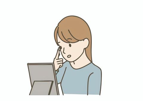 コンタクトをつける女性 眼科,コンタクトレンズ,女性,目,視力,装着,アイケア,医療,ヘルスケア,日常のイラスト素材