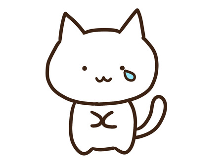失敗して涙を流して悲しむかわいい白ねこ 失敗して涙を流して悲しむかわいい白ねこ 涙,流す,泣く,悲しい,ねこ,かわいい,手書き,ゆるい,シンプル,デフォルメのイラスト素材