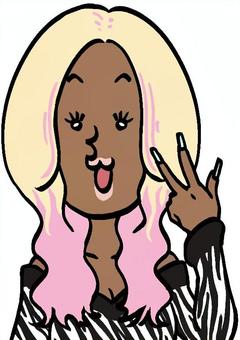 笑顔のガングロギャル 笑顔のガングロギャル 人,人物,人間,若者,女性,女,女の子,女子,ギャル,金髪のイラスト素材