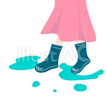 長靴と水たまり ピンク