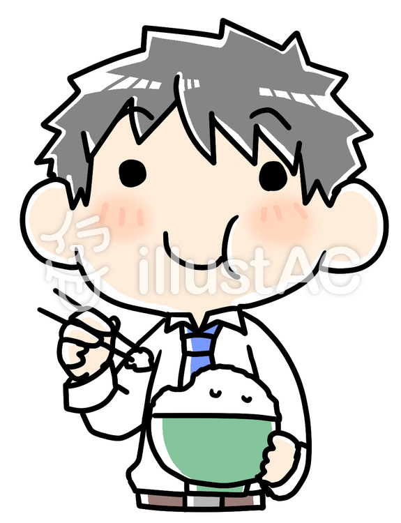 ご飯食の男性 ご飯食,白飯,男性のイラスト素材