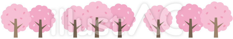 シンプルかわいい桜の並木 桜,並木,木のイラスト素材