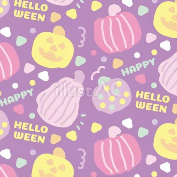 ハロウィンパターン（ジャックオランタン、かぼちゃ、英語文字など） ハロウィン,パターン,背景のイラスト素材