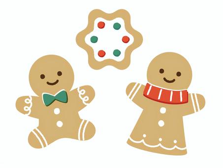 クリスマス／かわいいジンジャークッキー クリスマス,クッキー,お菓子,ジンジャークッキー,クッキーマン,12月,冬,季節,アイコン,イベントのイラスト素材