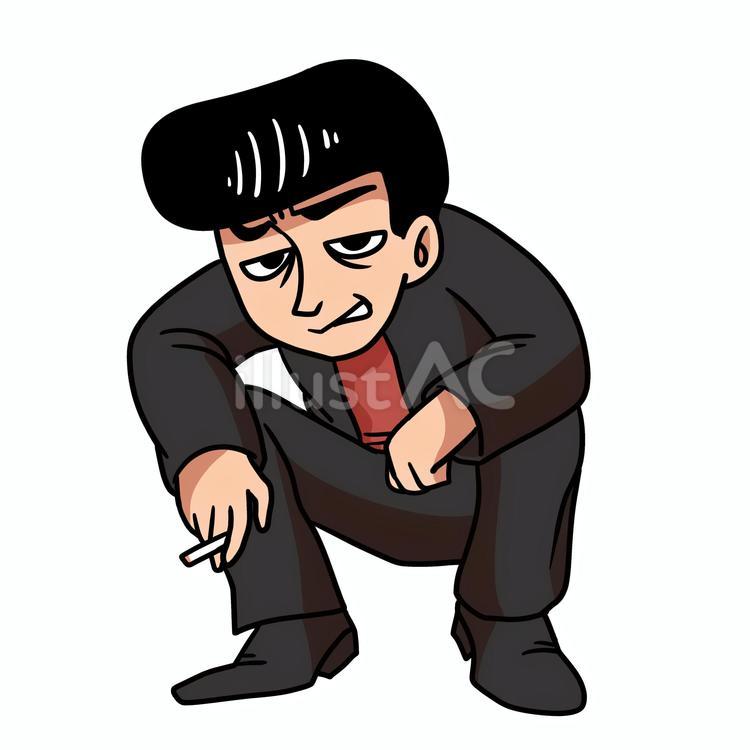 ヤンキーが睨む 不良,睨み,表情のイラスト素材