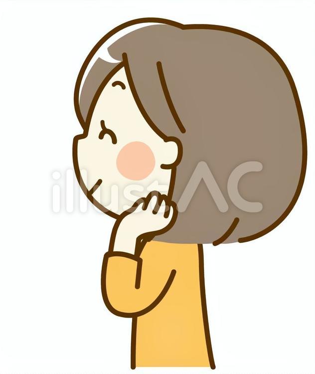 ボブ女性の横顔＿笑顔 横顔,人物,ボブのイラスト素材