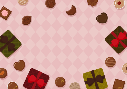 バレンタインのプレゼントとチョコの背景3 バレンタイン,背景,チョコレート,チョコ,ハート,プレゼント,リボン,バレンタインデー,2月,冬のイラスト素材