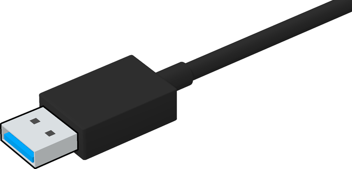 USB3.1ケーブル 電化製品,電子機器,usb,usbケーブル,端子,黒色,3dcg,立体,デフォルメ,背景透過のイラスト素材