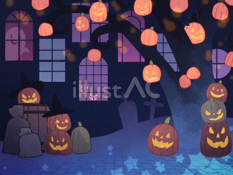 ハロウィンの街 ハロウィン,収穫祭,イベントのイラスト素材