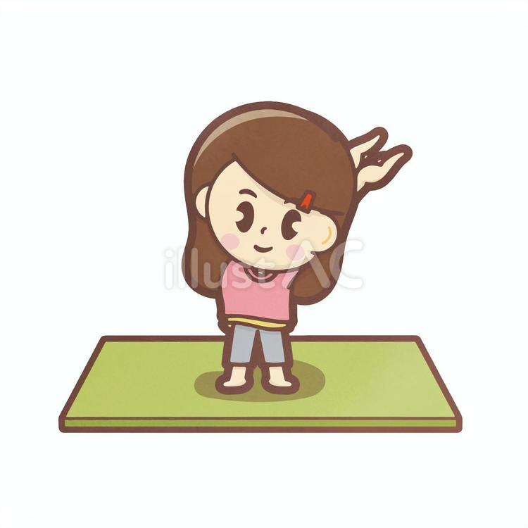 ヨガをする女の子・月のポーズ 女の子,ヨガ,全身のイラスト素材