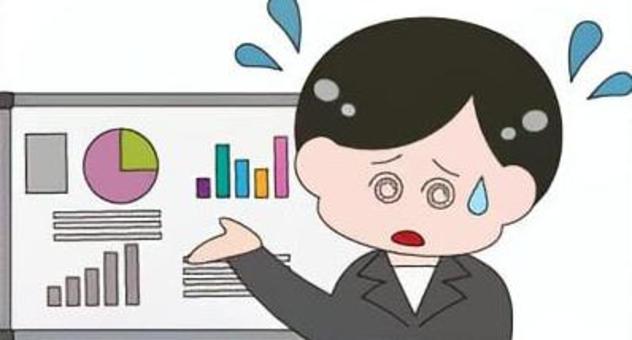 女性会社員　プレゼンテーション　失敗 会社員,プレゼンテーション,プレゼン,失敗,混乱,汗,しどろもどろ,冷や汗,緊張,発表のイラスト素材