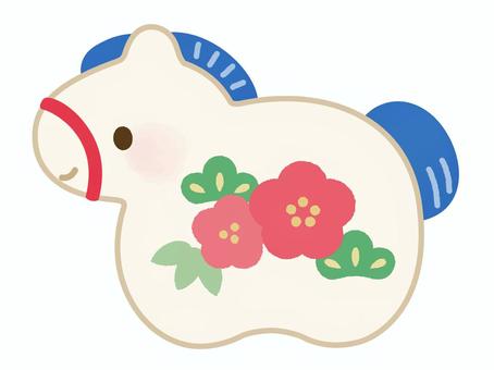 かわいい馬・午の土鈴のイラスト／松竹梅