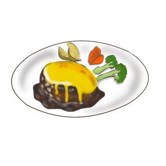 ハンバーグ ハンバーグ,食品,肉,チーズ,皿のイラスト素材
