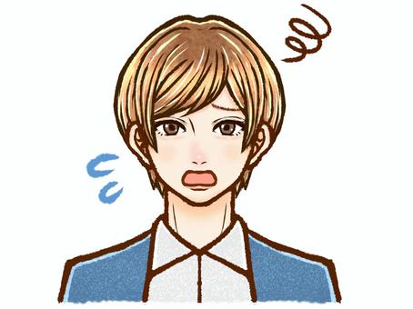 困る茶髪の大人男性のイラスト素材 困惑,男性,お兄さん,大人,茶髪,20代,30代,40代,人物,おしゃれのイラスト素材