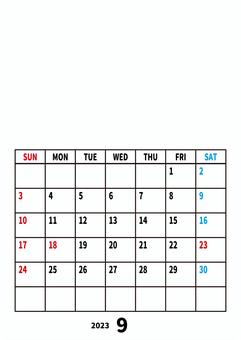 2023年カレンダー・9月_アレンジ可能 カレンダー,月間,2023,9月,秋,枠,マス目,メモ,欄,スケジュールのイラスト素材