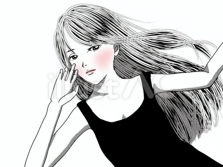 手描きイラスト　水彩原画　ロングヘアの女の子227 手描きイラスト 水彩原画 ロングヘアの女の子168 - メルカリ