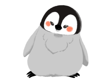 手描き風 コウテイペンギンのヒナ3 手描き風,ペンギン,かわいい,もふもふ,シンプルのイラスト素材