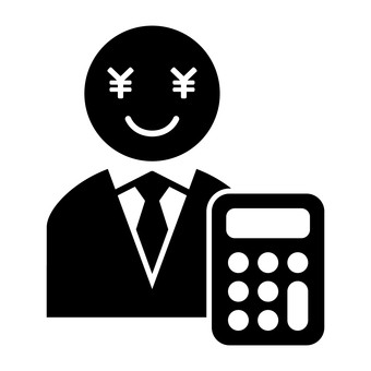 お金の目をしたネクタイの人と電卓 会計,経理,人物,計算,ビジネス,見積もり,アイコン,スーツ,ネクタイ,仕事のイラスト素材