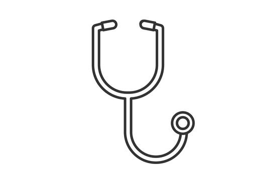 白い聴診器アイコン 聴診器,アイコン,先生,病院,内科,小児科,内診,気管支,喘息,肺のイラスト素材