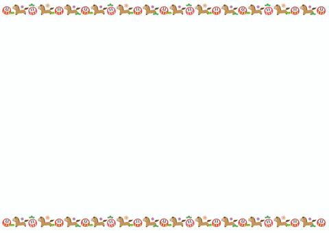 午年馬とだるまと松竹梅の横ラインフレーム 午,年賀,正月,フレーム,はがき,年賀状,午年,2026,お正月,馬のイラスト素材