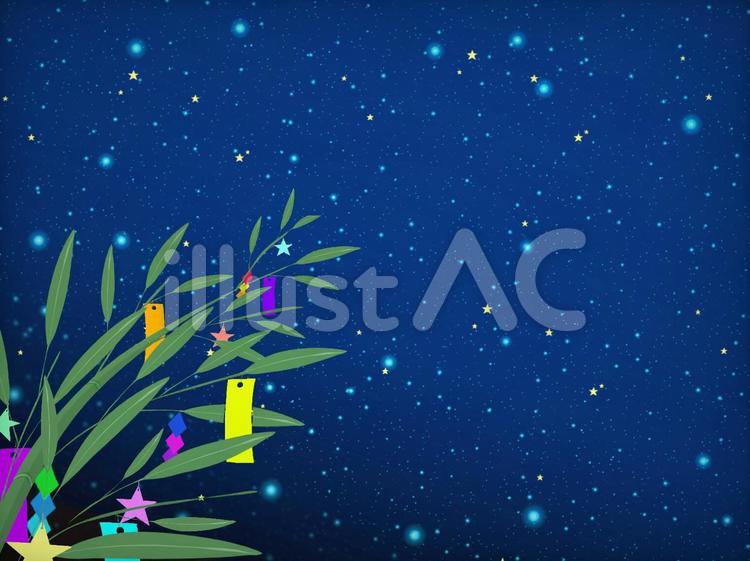 七夕　笹の葉　短冊　背景　素材 七夕,天の川,星空のイラスト素材