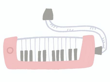 鍵盤ハーモニカ（ピンク） 鍵盤ハーモニカ,楽器,ピンク色,ホース,吹く,弾く,演奏,音楽,授業,手描きのイラスト素材