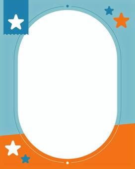 キラキラ枠 キラキラ枠 フレーム,枠,飾り,韓国風,写真フレーム,縦長,透過,星,オレンジ,水色のイラスト素材