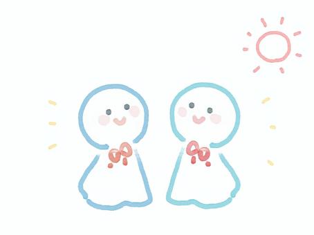 てるてる坊主3 てるてる坊主3 てるてる坊主,風習,人形,祈願,複数,天気,晴れ,梅雨のイラスト素材