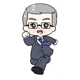 走るスーツ姿の年配の男性 スーツ,社会人,会社員,仕事,職業,おじさん,年配,男性,上司,ビジネスのイラスト素材