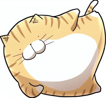 キックするネコ ネコ,動物,ペット,丸い,茶トラ,ゆるい,かわいい,キックのイラスト素材