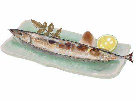 さんまの塩焼き256 さんま,塩焼き,秋刀魚,焼き魚,魚料理,定食,和食,日本料理,日本食,朝食のイラスト素材