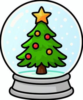 銀のスノードームです。 スノードーム,シンプル,クリスマスツリー,雪景色,飾り,インテリア,冬,球体,オブジェクト,ガラスのイラスト素材