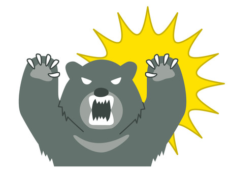 危険で凶暴なツキノワグマ（上半身） 熊,危険,凶暴,威嚇,襲う,注意,ツキノワグマ,怖い,遭遇,出会うのイラスト素材