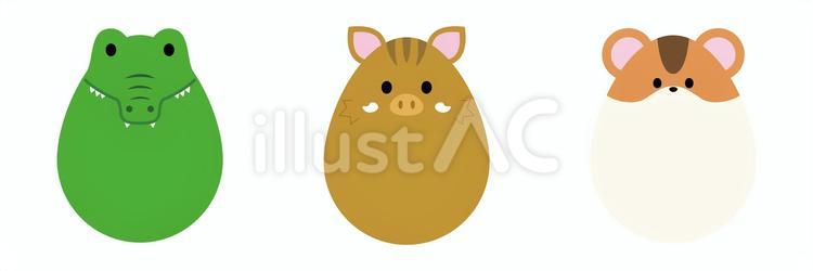 イースター　ワニ・イノシシ・ハムスター イースターエッグ,イースター,たまごのイラスト素材