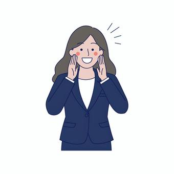 呼びかけするスーツ女性 女性,スーツ,社会人,呼びかけ,笑顔,プレゼン,ビジネス,明るい,元気,上半身のイラスト素材