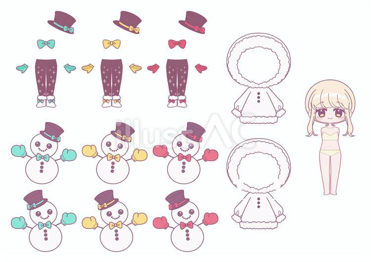 着せ替え02（雪だるま/女の子） 人物,女の子,女子のイラスト素材