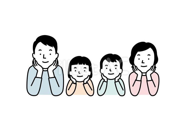 家族 上半身,家族,笑顔のイラスト素材