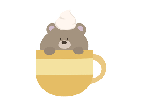 マグカップに入ったクマ 動物,マグカップ,くま,冬,飲み物,クリーム,ホイップ,ホットドリンク,コーヒーカップ,子供向けのイラスト素材