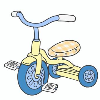 かわいい三輪車の手描きイラスト3 三輪車,手描き,遊び,乗り物,かわいい,保育園,幼稚園,療育園,黄色のイラスト素材