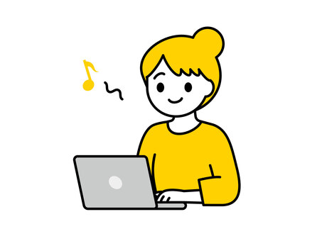 PC作業・副業・デスクワークする女性03 人物,女性,パソコン,pc,ノートパソコン,社会人,会社員,派遣社員,フリーランス,主婦のイラスト素材