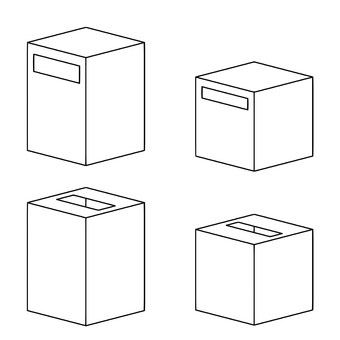 穴の開いた箱の線画 箱,投票箱,ボックス,穴,線画,モノクロ,立体,シンプル,投函,回収のイラスト素材