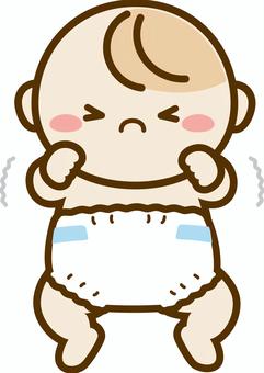 おむつの赤ちゃん02 赤ちゃん,人物,かわいい,おむつ,きばる,ふんばる,乳児,イラスト,素材のイラスト素材