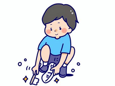 上履きを洗う男の子 男の子,上履き,洗う,学校用,小学生,中学生,ブラシ,キラキラ,水滴,持ち帰りのイラスト素材
