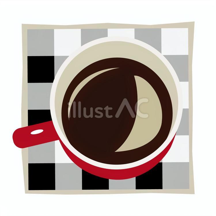 コーヒーとチェックのコースター上から２ コーヒー,上から,マグカップのイラスト素材