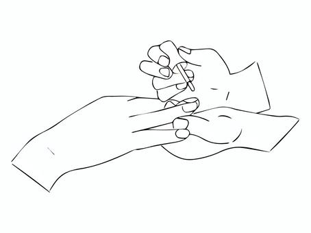 モノクロのネイルをする手元 ネイル,マニュキア,ポリッシュ,サロン,セルフ,手元,手入れ,身だしなみ,女性,手描きのイラスト素材