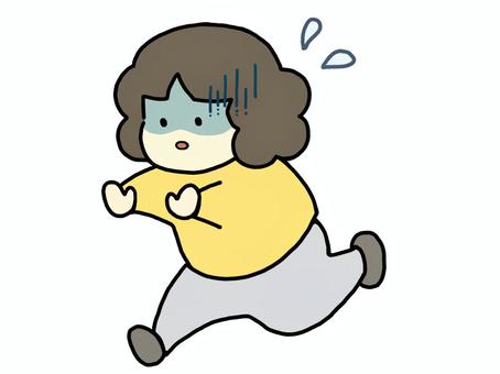 走る人（青ざめて逃げる） 逃げる,避難,逃走,走る,怖い,青ざめる,慌てる,焦る,急ぐ,忙しいのイラスト素材