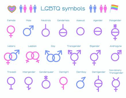 LGBTQのジェンダーシンボルアイコン lgbtq,ジェンダー,多様性,性,トランスジェンダー,ノンバイナリー,ダイバーシティ,平等,アイコン,教育のイラスト素材