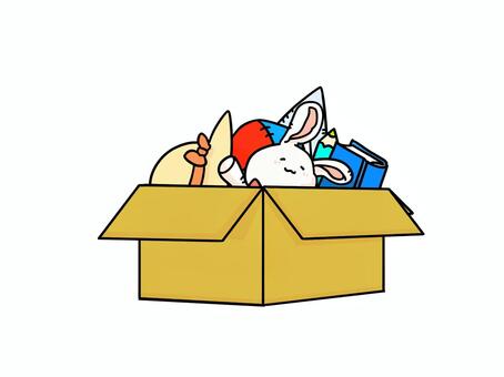 リユース 段ボール,箱,貯蔵,保管,入れる,リユース,ぬいぐるみ,うさぎ,帽子,鉛筆のイラスト素材