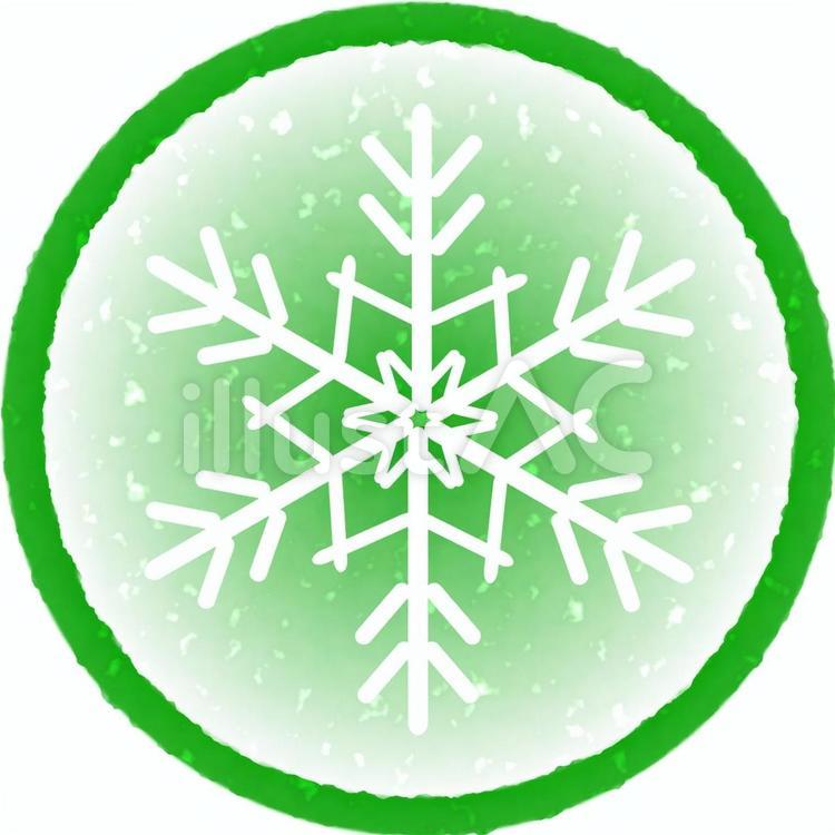 雪の結晶　緑丸枠1 クリスマス,雪の結晶,雪のイラスト素材