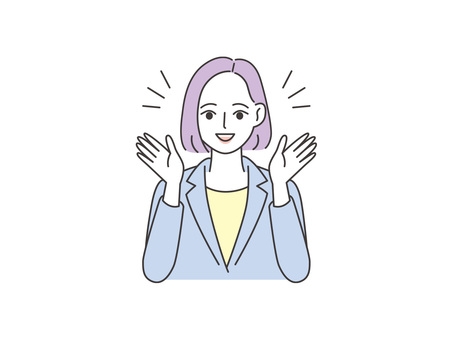 喜ぶ女性_スーツ